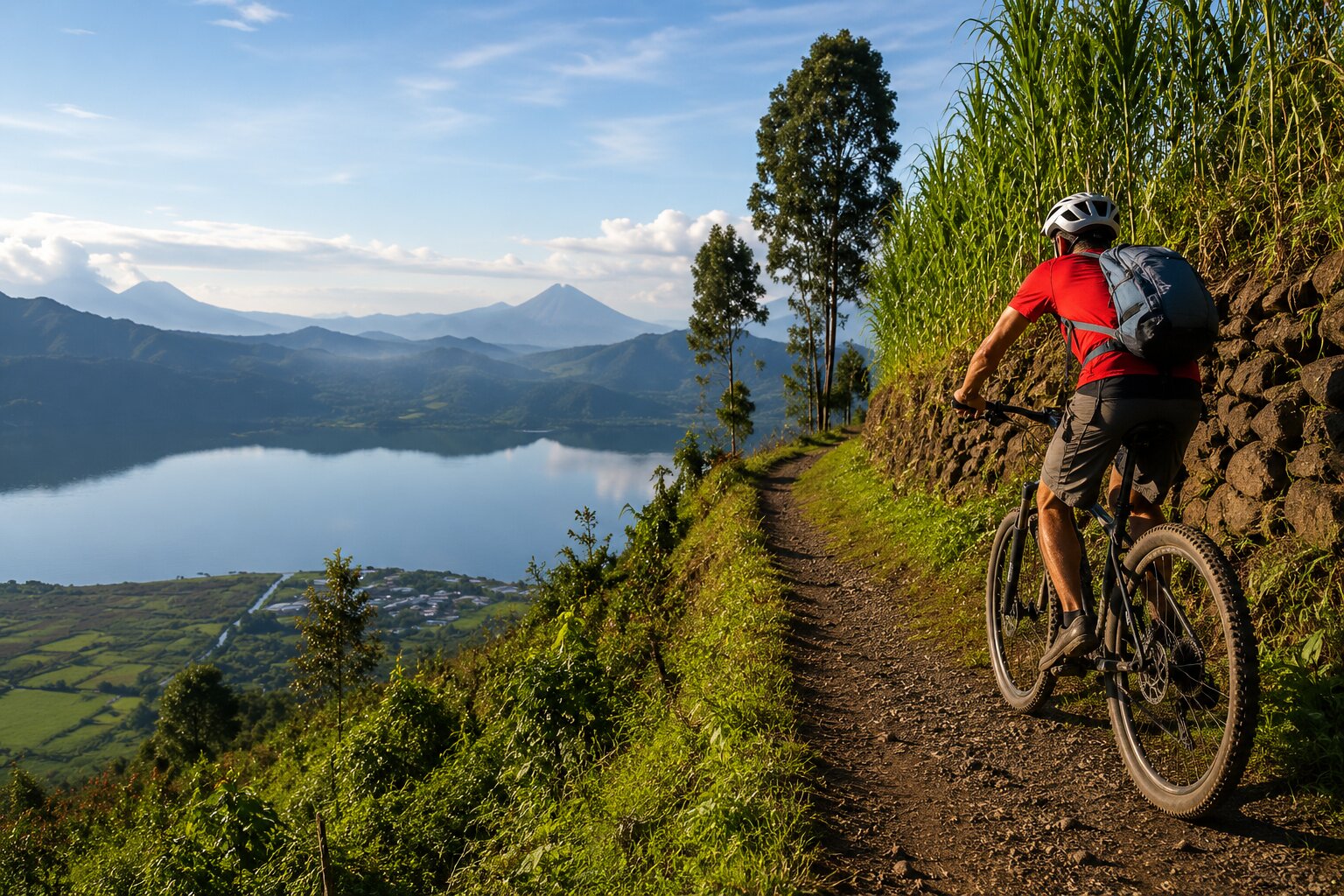 A Biker Cycling On A Trail Near The Congo River