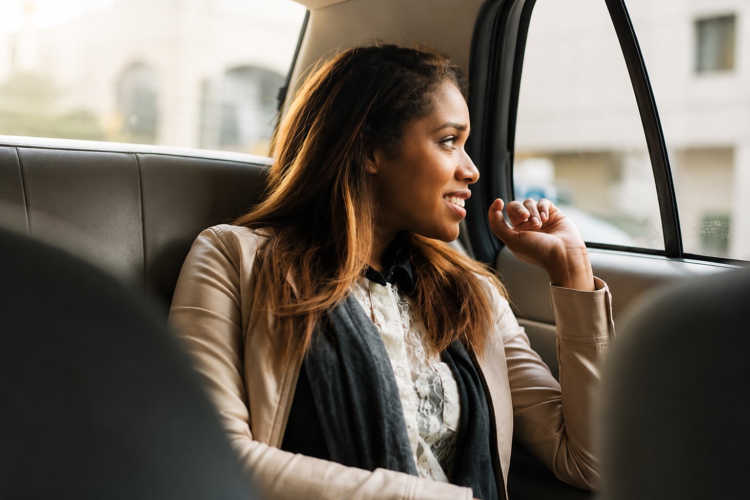 A Female Traveller Inside A Car