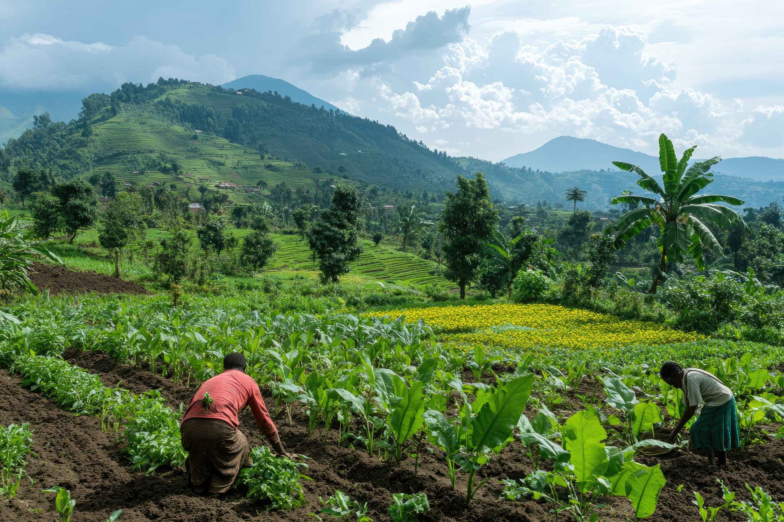 Rwandan Farmers Working