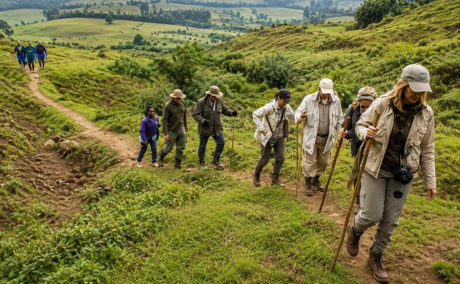 Tourists With Appropriate Trekking Attire
